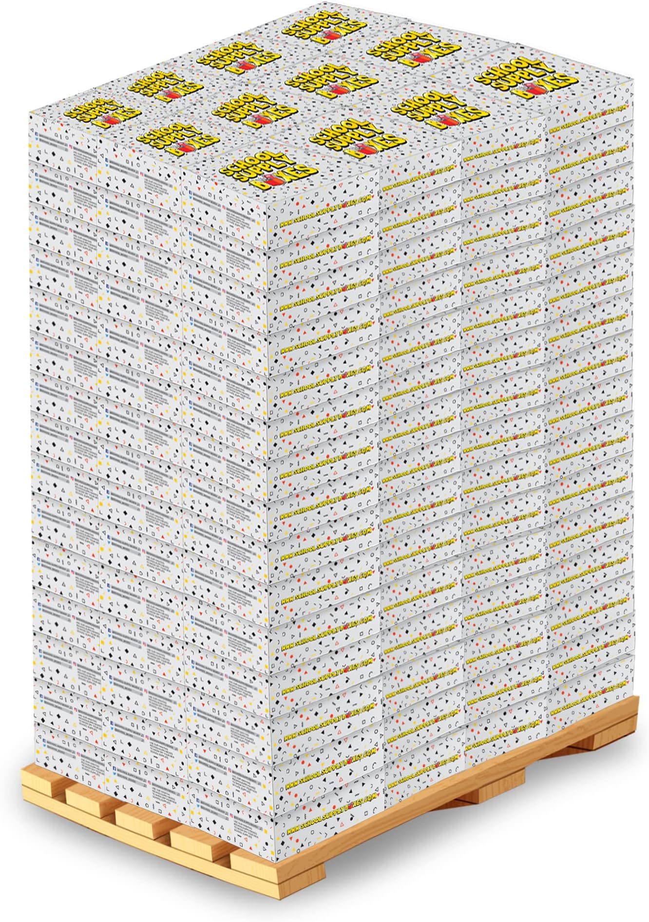 Back to School Supply Box (Pallet - 180 Boxes) - Grades K-5 Back to School Supplies - 32 Piece Kit Includes Markers, Crayons, Pencils, Scissors, Folders, Glue Sticks, Notebook, and Composition Book