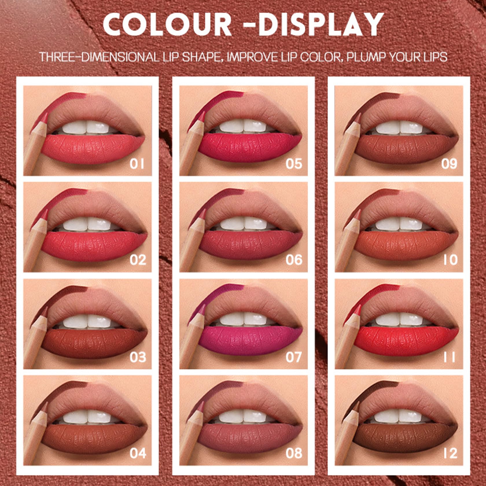ZHISHUDL Lip Liner Set 12PCS Brown Pink Red Lip Liner Sets for Women Smooth High Pigmented Lip Pencils Long Lasting Matte Lip Liner Pack for Daily Makeup