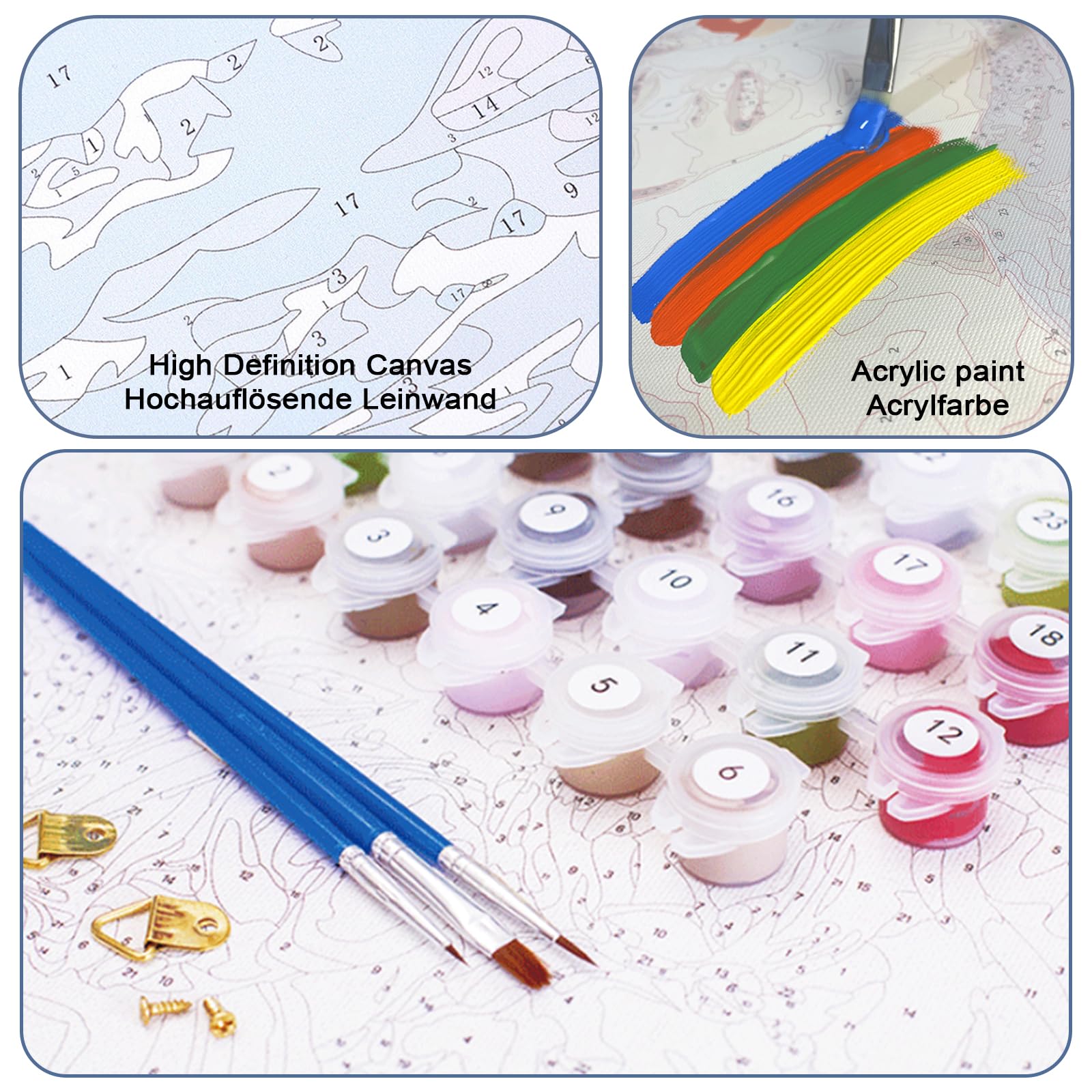 Kit Pittura Con Numeri Wowdecor Conigli 40,6x50,8 Cm Tela Prestampata Senza Cornice
