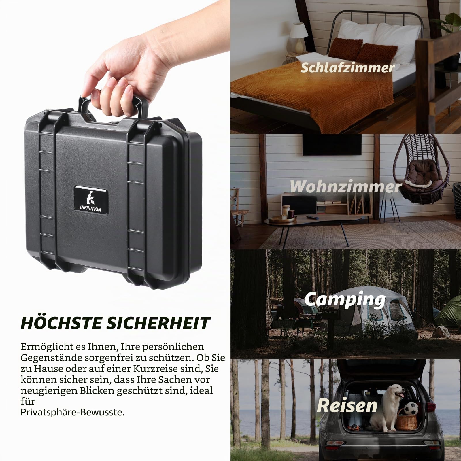 INFINITKIN Geruchssichere Box, große luftdichte Aufbewahrungsbox mit Zahlenschloss, wasserdichter und langlebiger geruchsdichter Behälter für Reisen und Zuhause, tolle Geschenkwahl
