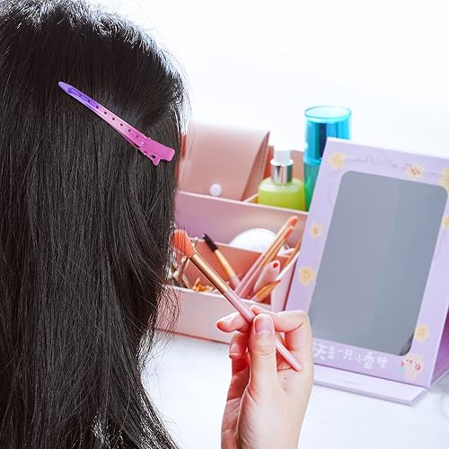 Miniatura 7 de Bantoye - Paquete de 24 pinzas de pato, 3.35 pulgadas de metal inoxidable con agujeros para peinar el cabello, coloración del cabello, rojo rosa