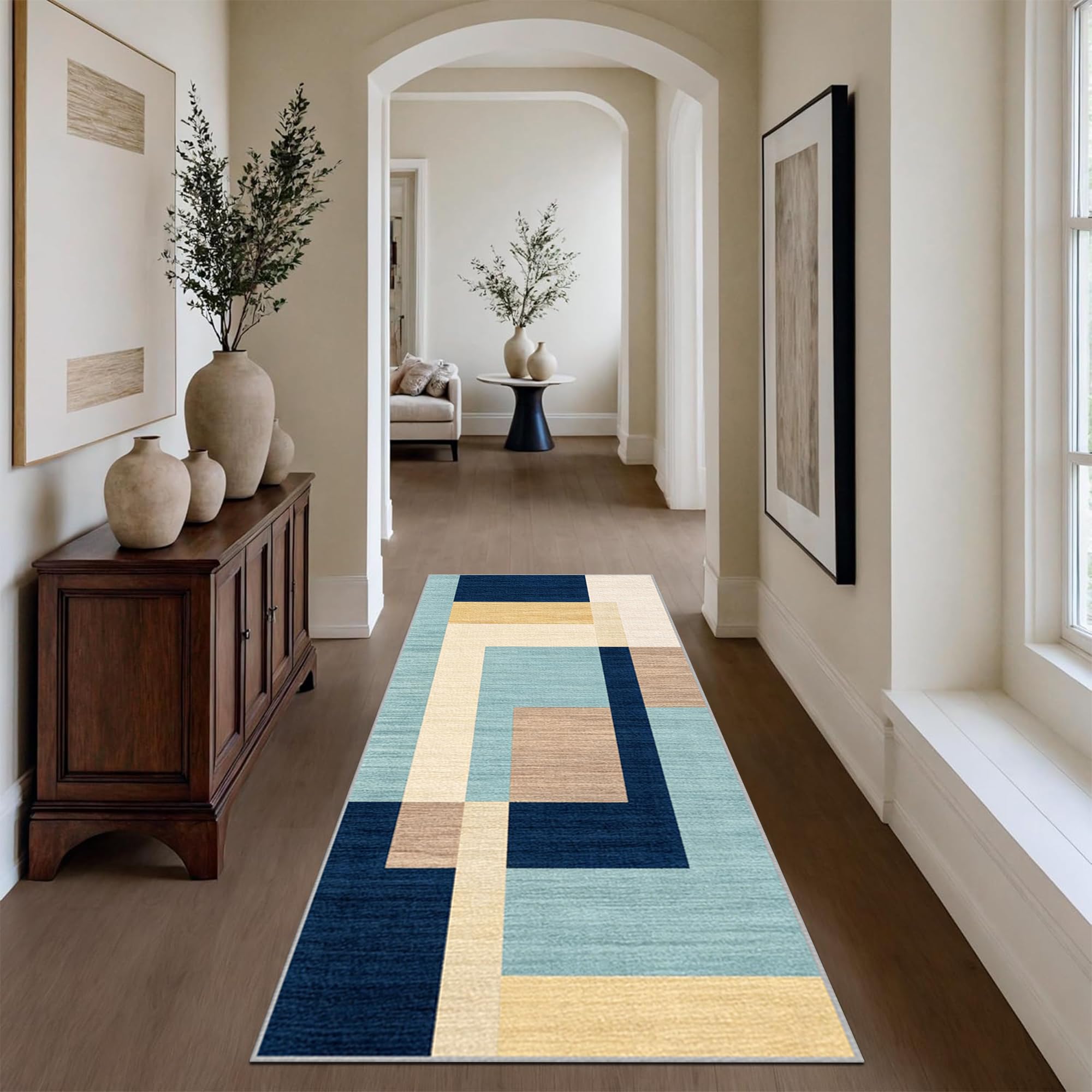 Dywan do korytarza antypoślizgowy długi dywan kuchnia 100 x 350 cm zmywalny dywan duży nowoczesny dywan na metry do wnętrz pokój sypialnia łatwa w pielęgnacji