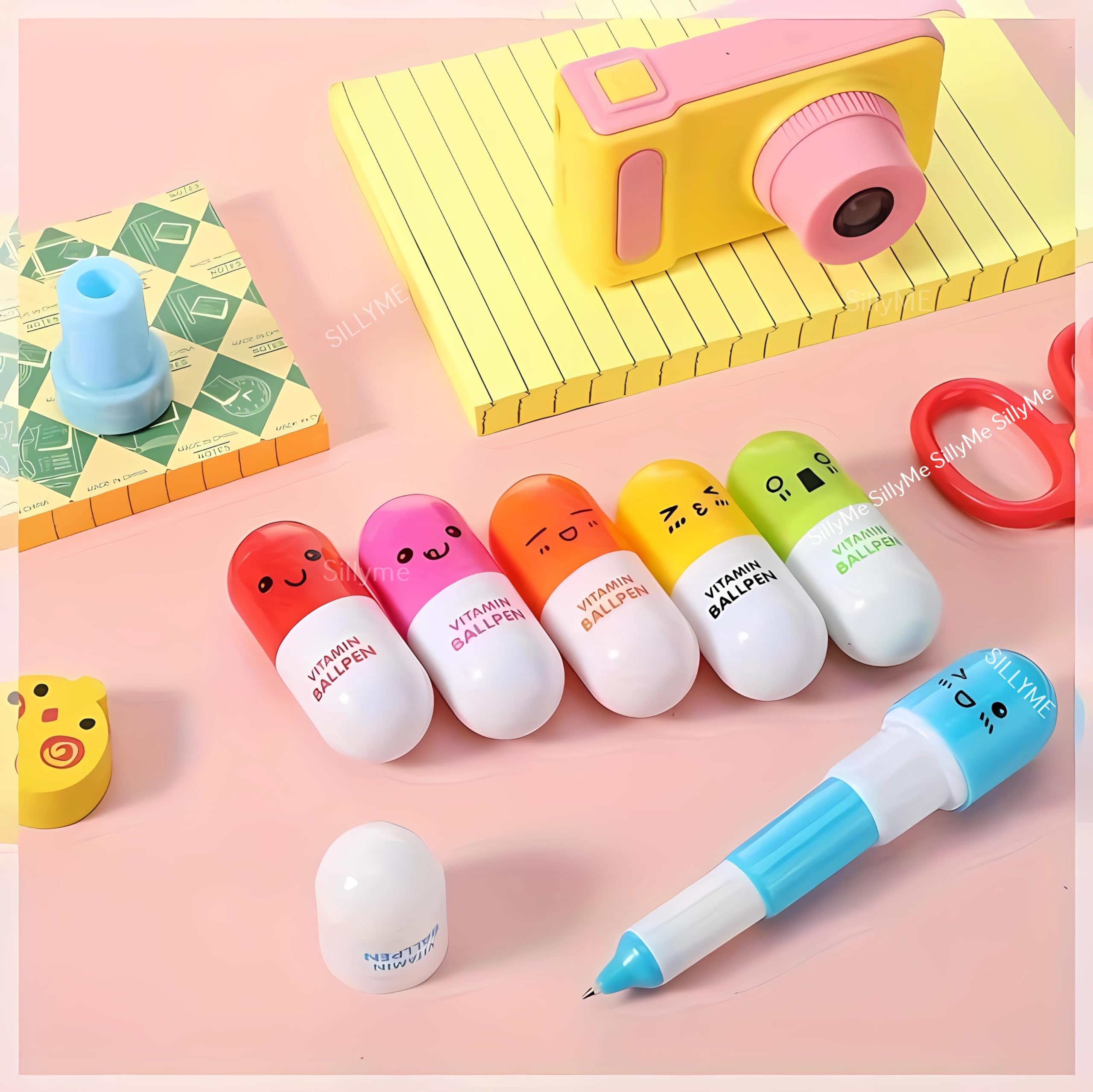 SILLYME 12Pc Retractable Capsule Pen - Ball Pen - Return Gifts Birthday Party For Kids - Best Birthday Return Gifts For Kids In Bulk - Return Gifts For Kids Age 3 4 5 6 7 8 12, Ink Blue 4