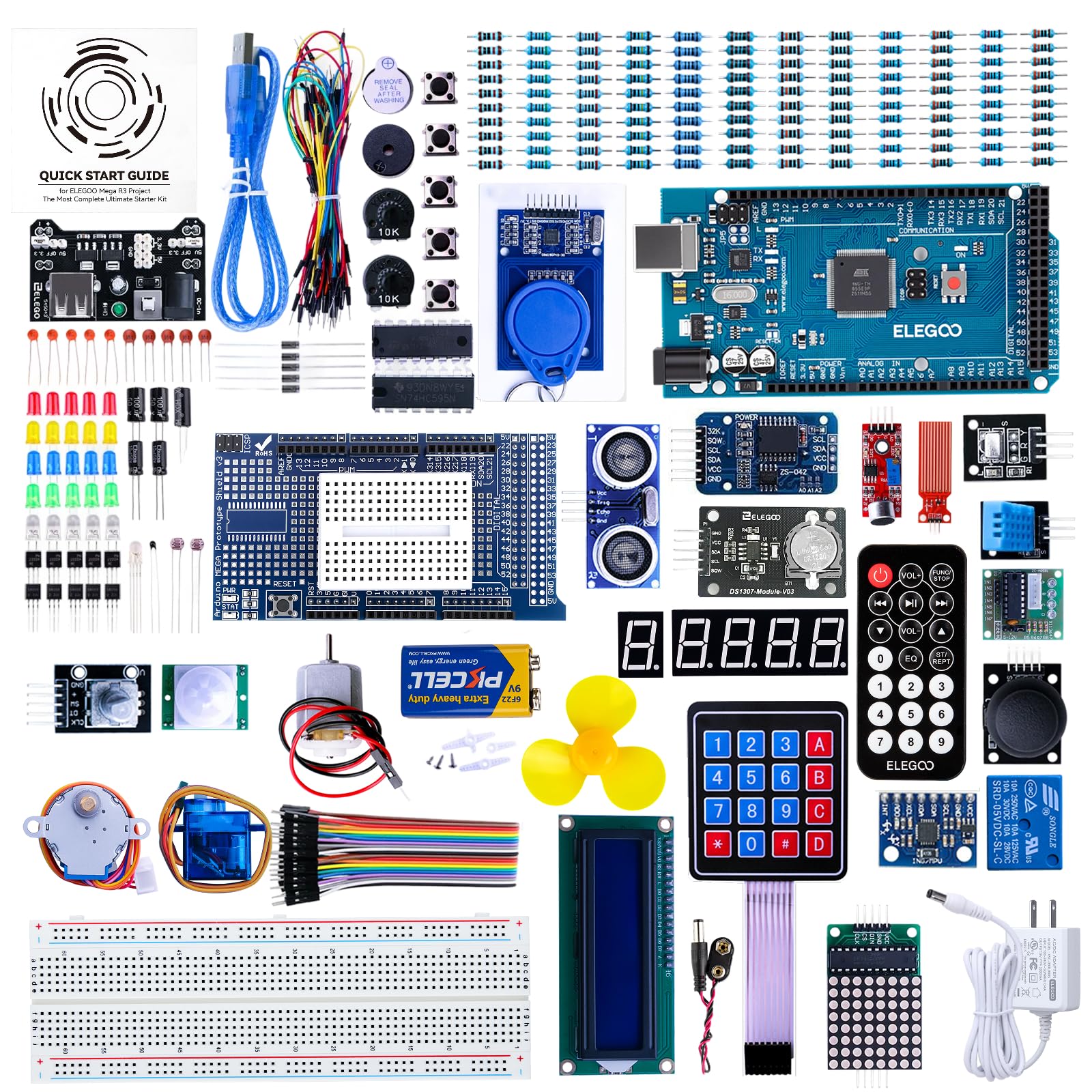 ELEGOO Mega R3 Kit de Démarrage Ultime Le Plus Complet avec Manuel d'Utilisation Français pour Débutants et Professionnels Compatible avec Arduino IDE