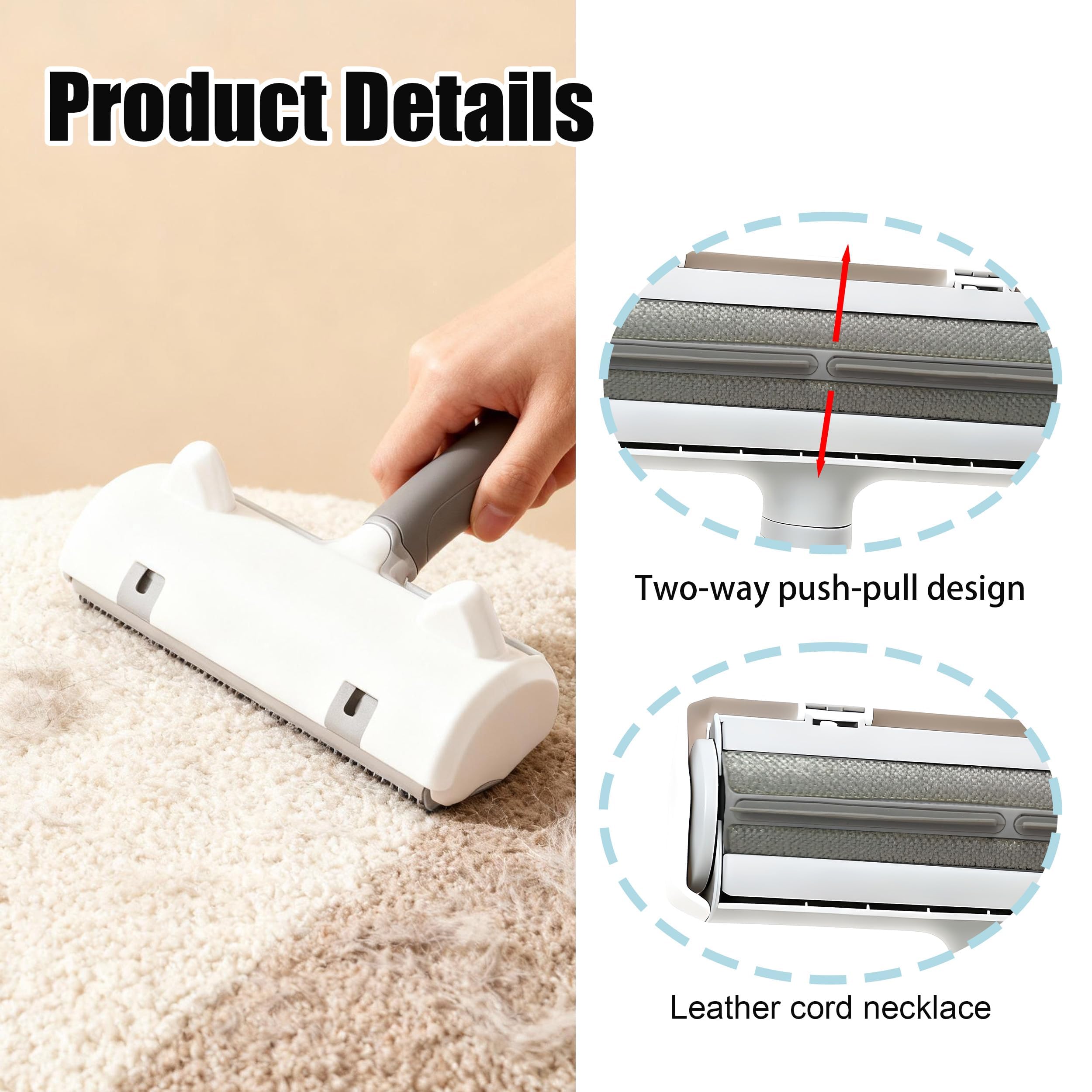 Brosse Anti Poils Animaux Chat Chien Ramasse Poils Animaux Aspirateur Poil De Chat Magique Réutilisable Brosse Poil Chien pour Lit, Tapis,canapé, Arbre À Chat, Voiture