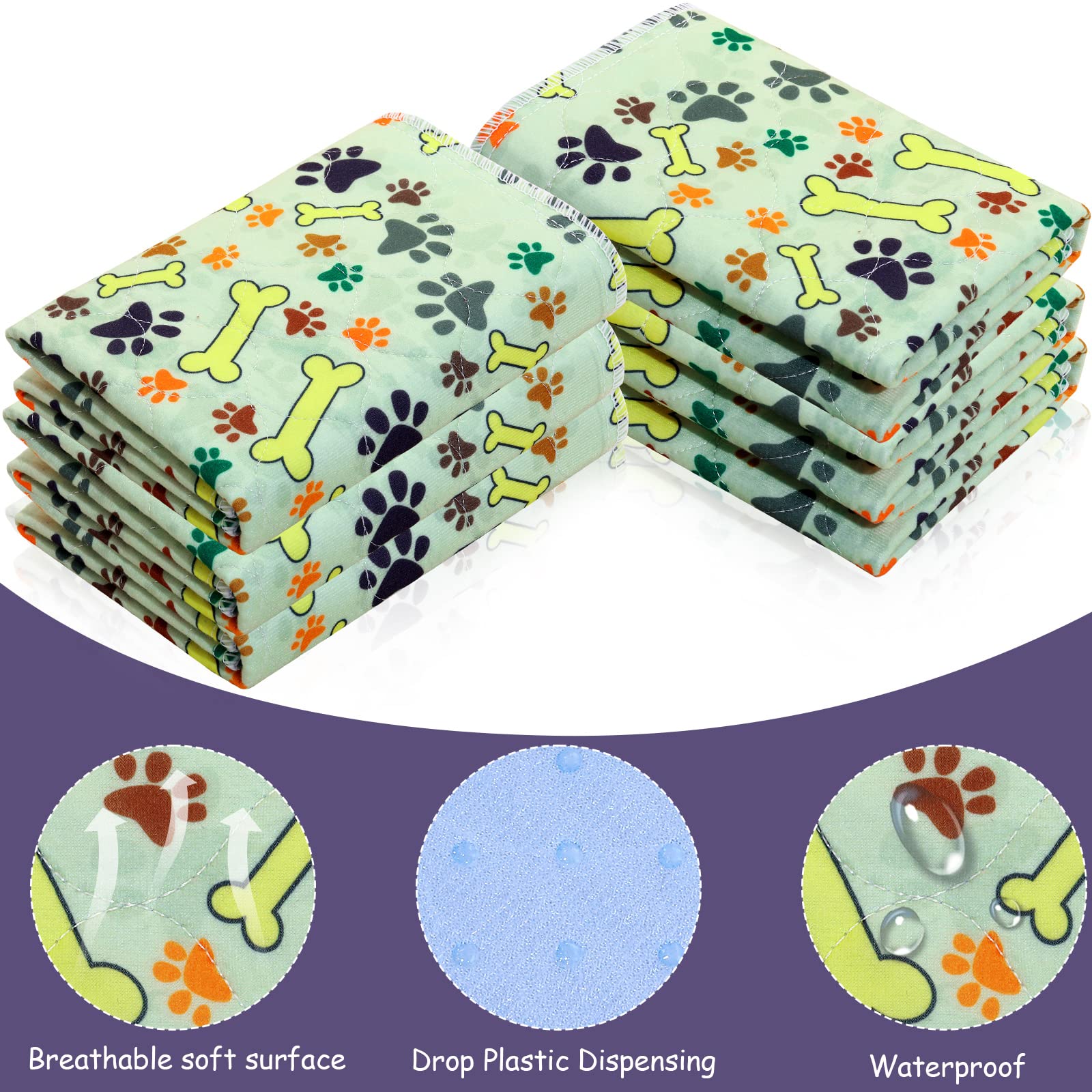 Photect 6 Tappetini Assorbenti Impermeabile per Cani Tappetini Igienici Riutilizzabili Cuscinetti Antiscivolo per Pipì Cuccioli Tappetini con Controllo Odori per Addestramento, 40 x 60 cm