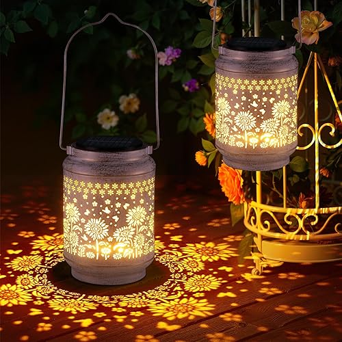 KOOPER 2 Pack Solar Lanterns Outdoor Waterproof Mothers Day Gifts for Women Mom 