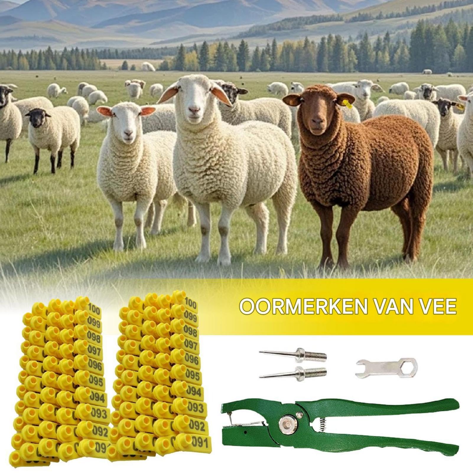 Marche per bovini - Etichette per animali bovini numerate 001-100 - Etichette per animali domestici portatili 100 , per ovini, bovini e suini | 100 targhette per animali da allevamento, targhette per orecchini per identificazione an