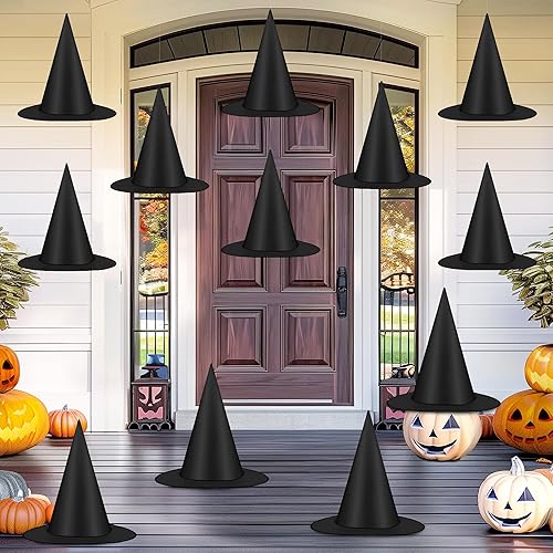 Helimoto Halloween Hanging Witch Hats 12-Pack - Black