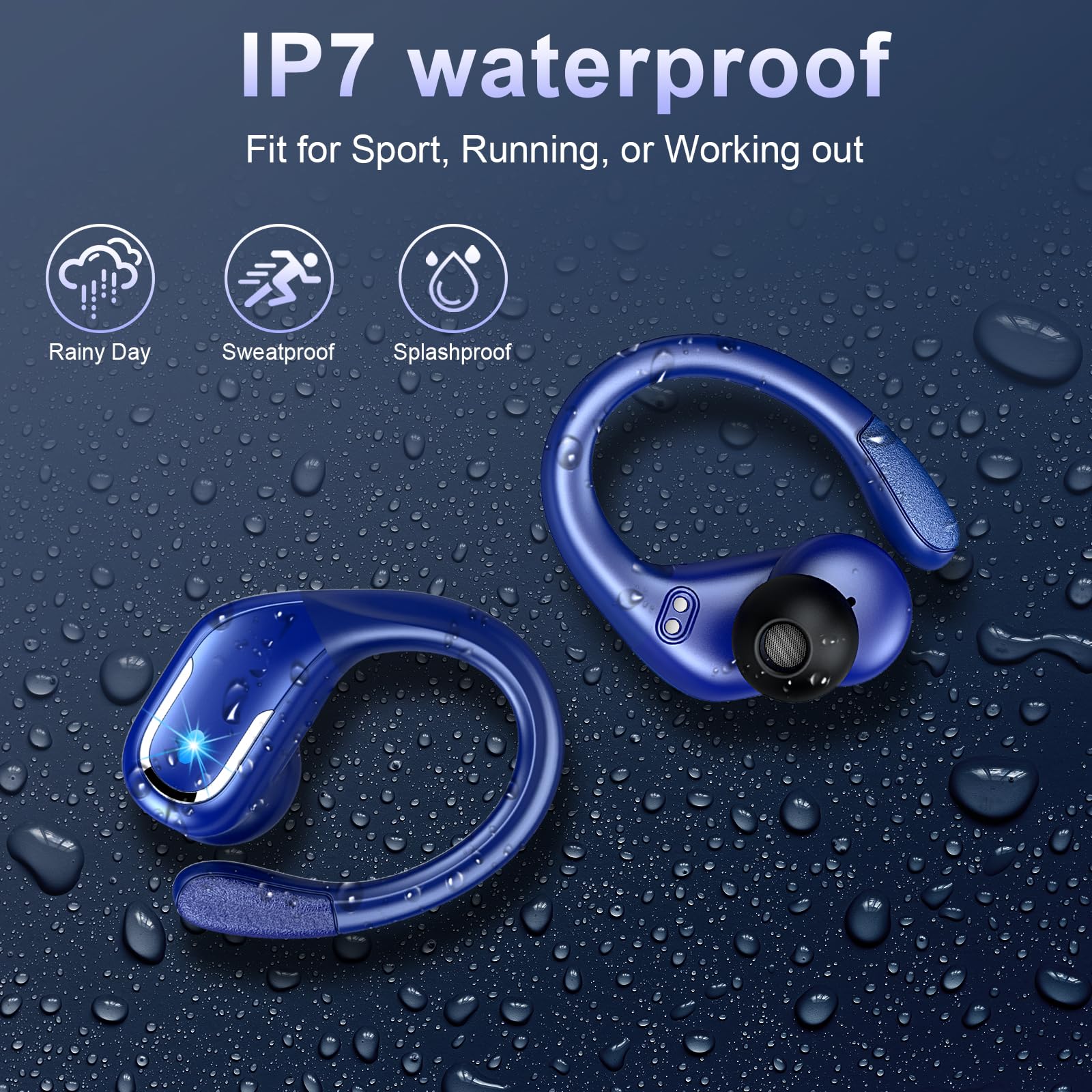 Rulefiss Auricolari in-ear con Bluetooth 5.3, batteria durevole, design impermeabile, YM-DEXZ-X17