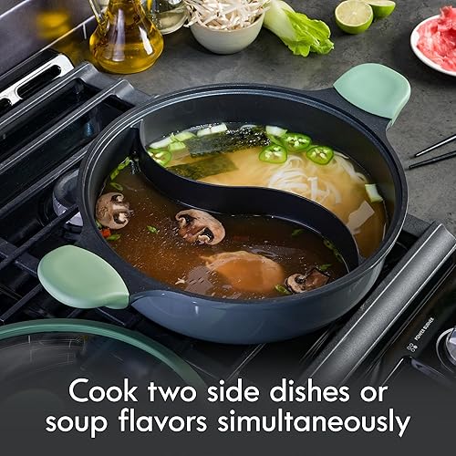 Miniatura 6 de Kenmore Theodore - Olla caliente de aluminio fundido de 6.5 cuartos de galón con divisores, interior antiadherente y tapa