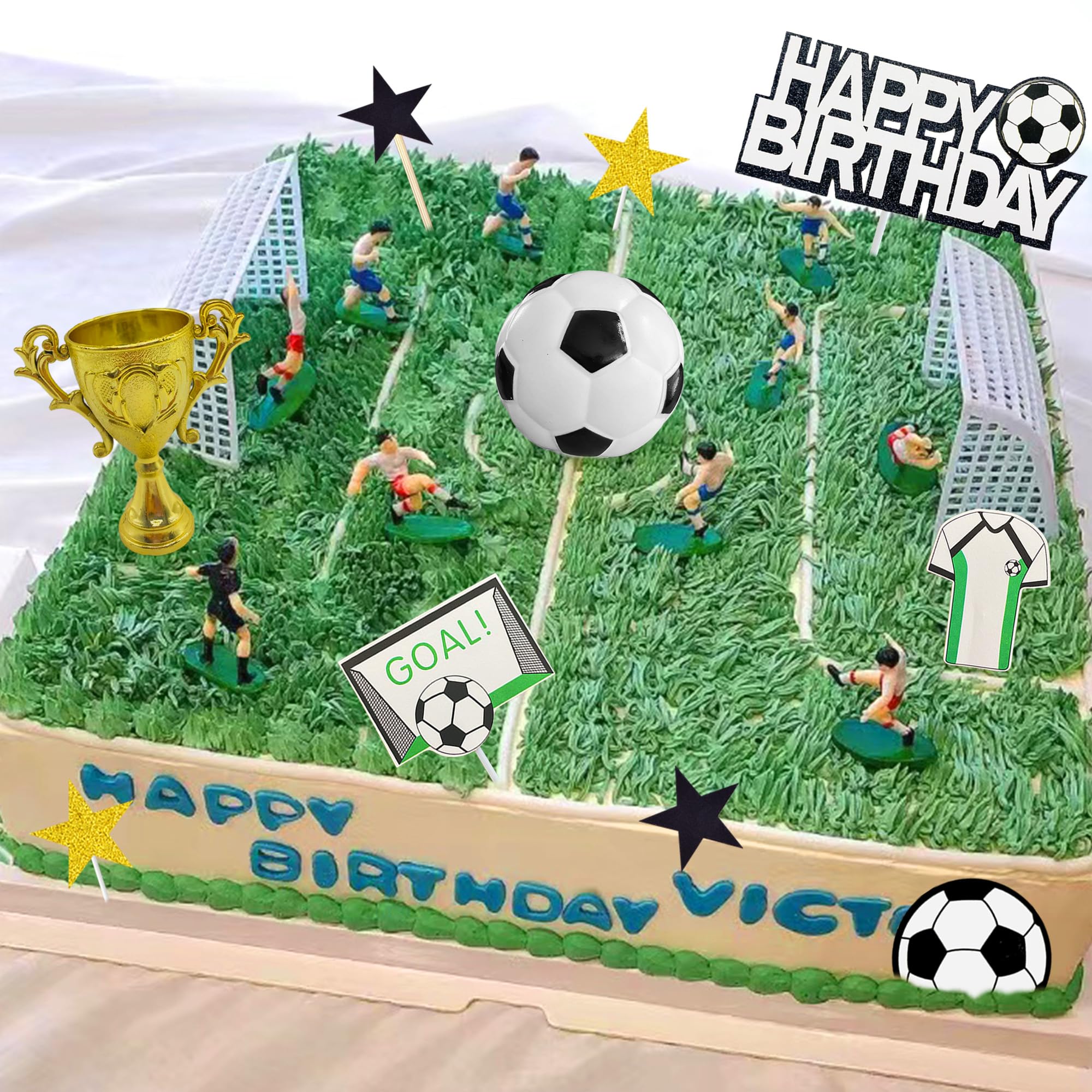 Ambishi 24 Pcs Soccer Cupcake Toppers – Football Birthday Cake Decorations, Gold & Pink, For Boy Or Girl Parties - View #7