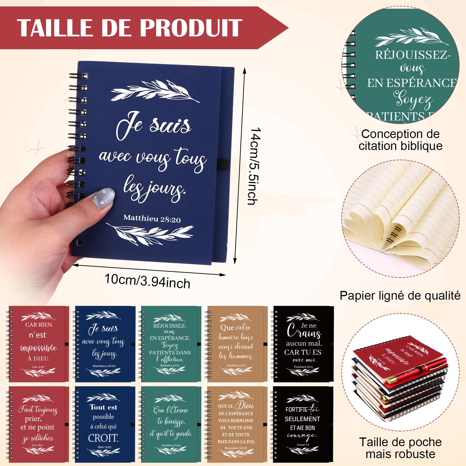 Coffret cadeau chrétien 20 carnets et stylos chrétiens en vrac journaux de prière avec versets bibliques stylo à bille religieuses inspirantes cadeaux pour lui elle collègue d'église,Multicolore