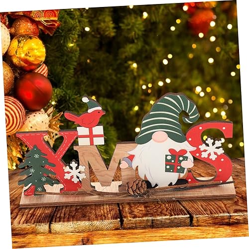 Miniatura 4 de SAFIGLE Decoración de mesa de Navidad, letrero de mesa de madera de Navidad, centro de mesa de gnomos de Navidad, decoración de escritorio de