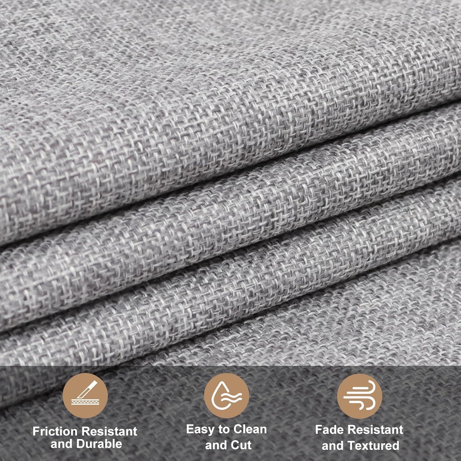 Heavy Linen Fabric 80x57 Inches, 1.2mm Thickness, Plain Solid Color Cloth for Embroidery, Clothing, Sewing - Linen Texture Material (Light Grey)