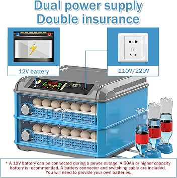 128 Egg Incubator Fully Automatic Poultry Hatcher with Auto Turner, Temperature & Humidity Control, Digital LED Screen for Hatching Chicken Duck Quail Eggs Home Farm