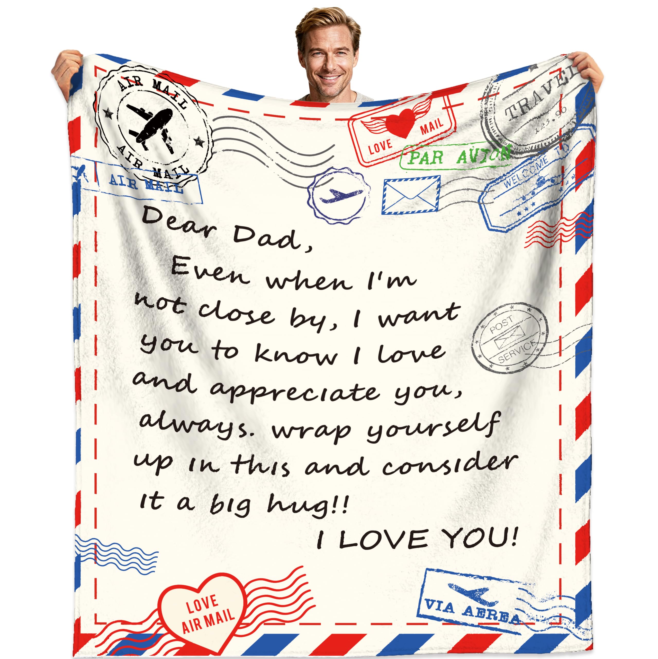 Aleture Dad Gifts Soft Flannel Blanket, Fathers Day Birthday from Daughter Son, Warm Throw for Daddy Step Dad Father to Be, 50x60 Inch