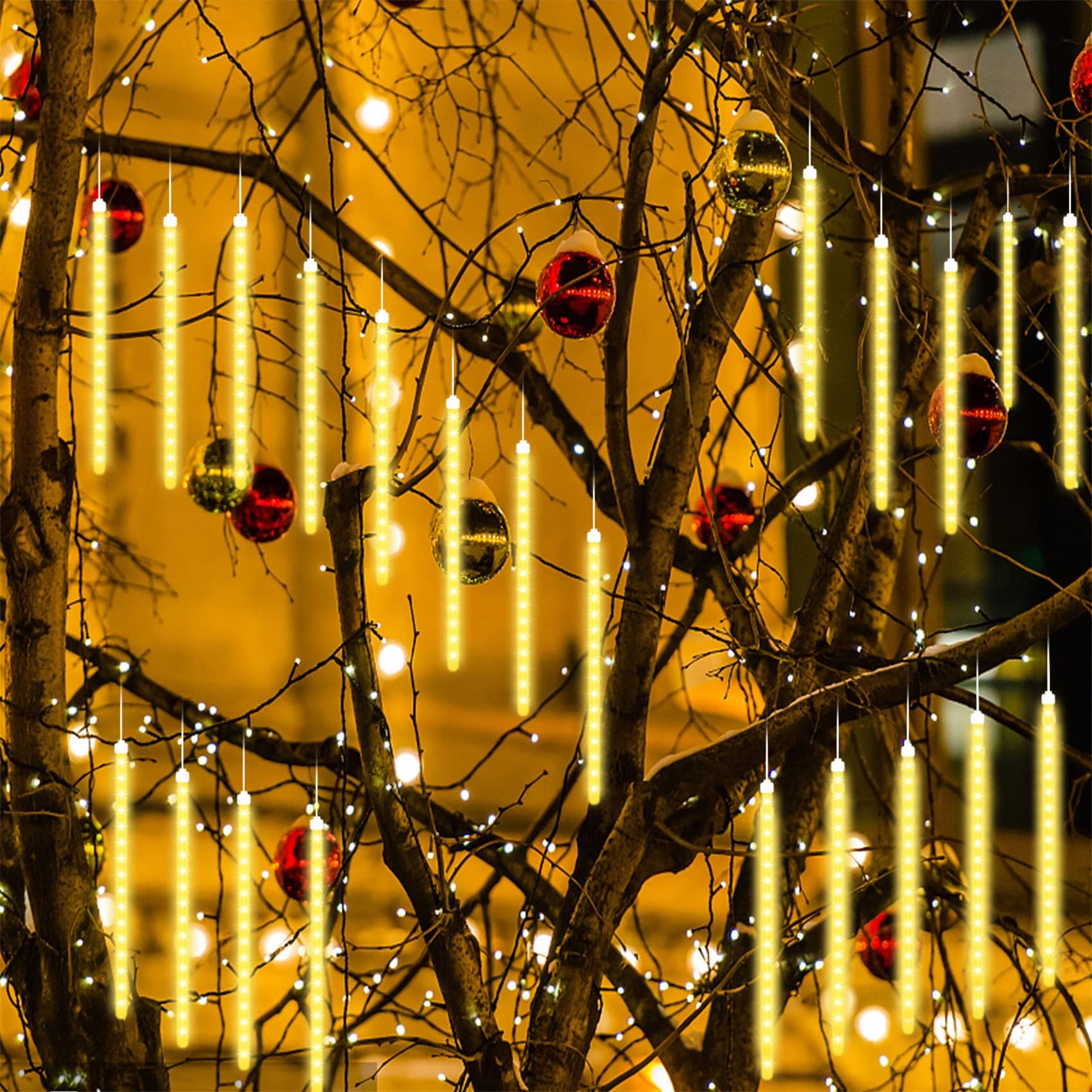Lampki łańcuchowe, Fairy Lights Lampki choinkowe LED Światła zewnętrzne Ciepłe na Boże Narodzenie, patio, ogród, wesele, sypialnia-ciepłe Whiteolo(Warm White,30cm 10 Tubes 240 LED)