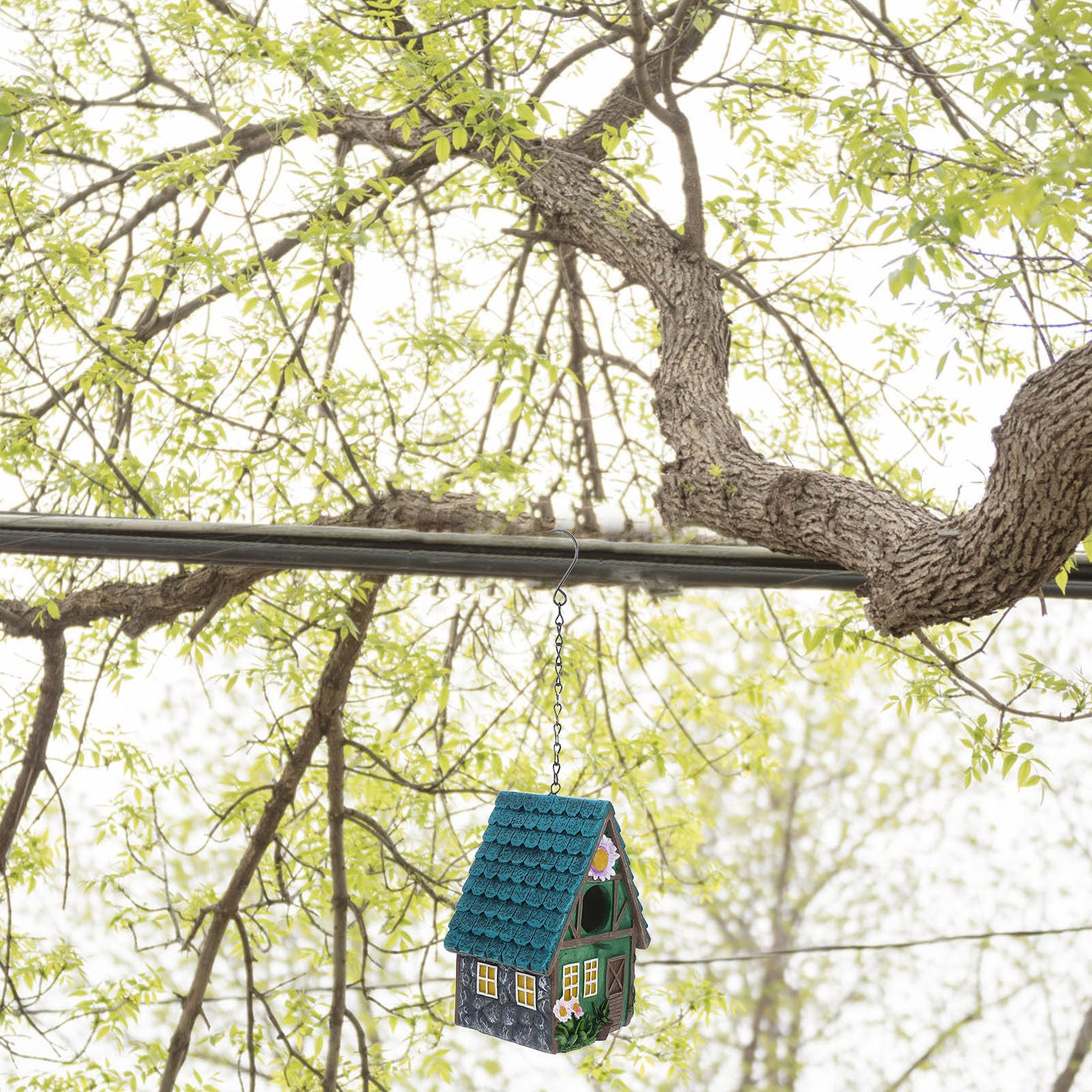 PACKOVE Casa para Pájaros de Resina para Exterior, Refugio Cálido y Colgante Estilo Rústico, Decoración Natural para Jardín y Manualidades Creativas