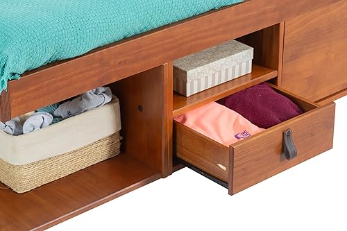 Miniatura 15 de memomad Bali - Cama de plataforma de almacenamiento con cajones (tamaño King, madera marrón caramelo) Caramelo,Roble,Blanco