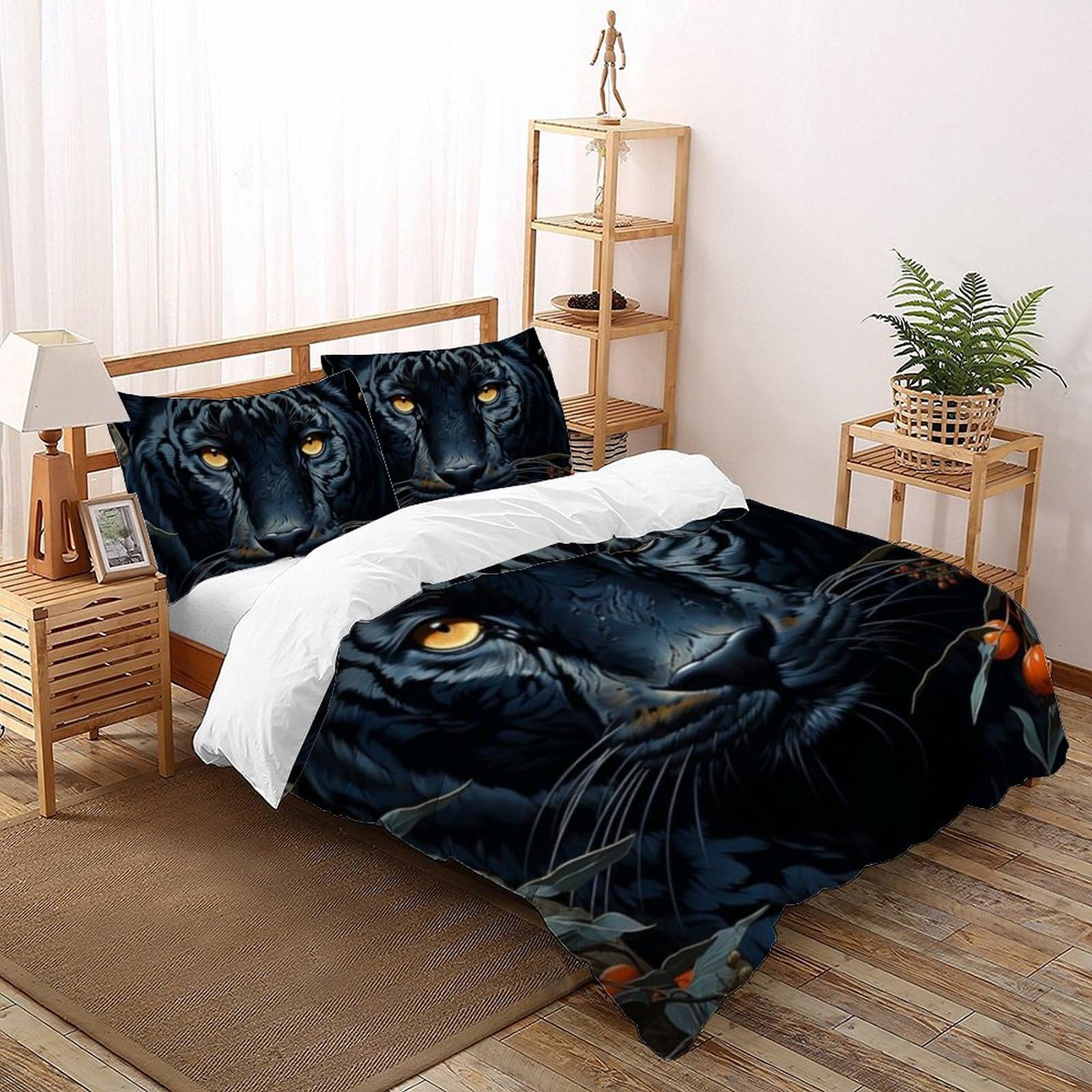 Housse de couette guépard 200x200cm microfibre 3D avec deux taies