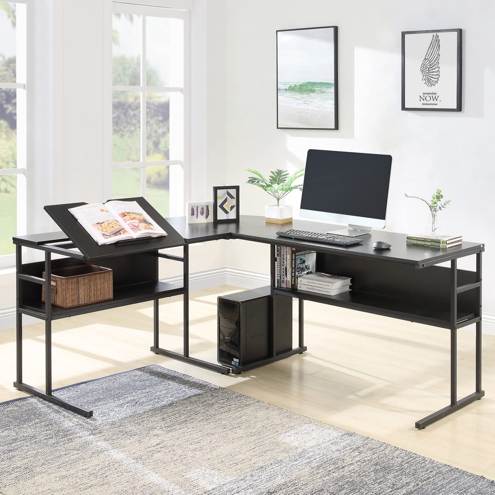 Buy Home Office LShaped Desk with Bottom Gaming