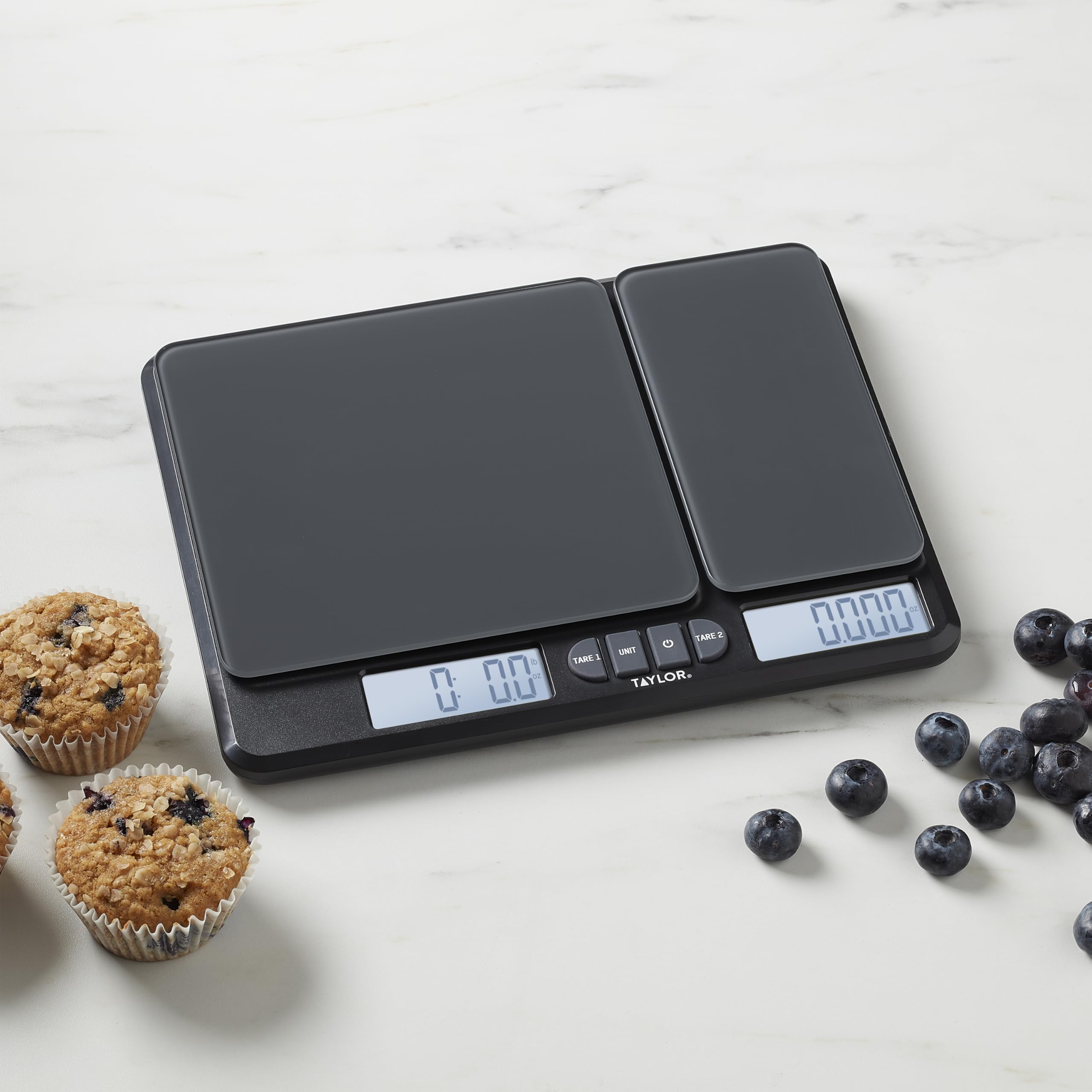 Taylor Báscula de cocina de doble plataforma para alimentos, gramos y onzas digitales para pérdida de peso, hornear, cocinar, preparación de comidas, especias y café, pantalla retroiluminada,