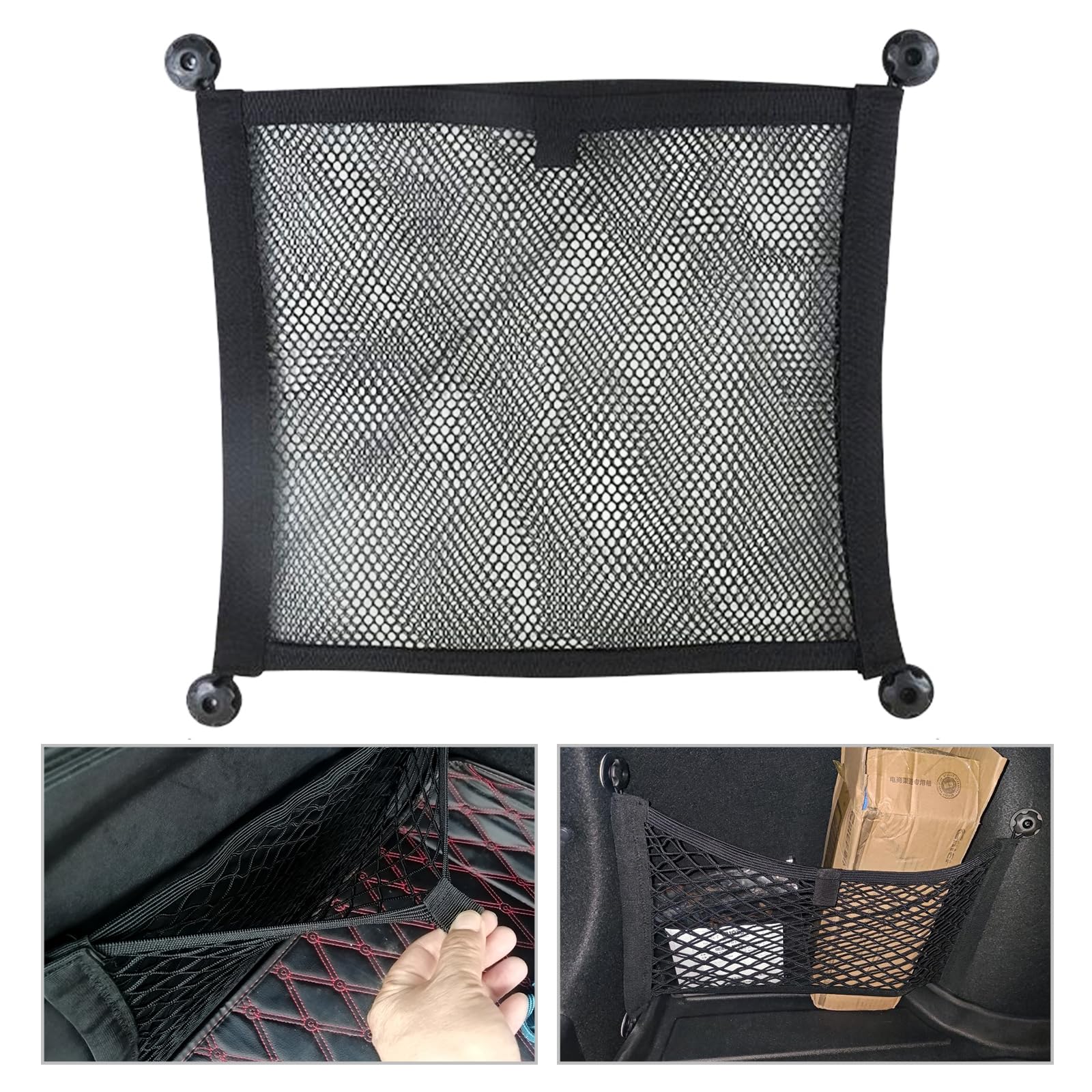 Filet De Rangement Voiture KATIMI - Lot De 2 Avec Autocollant Et Vis | Pour Portières Et Sièges Auto