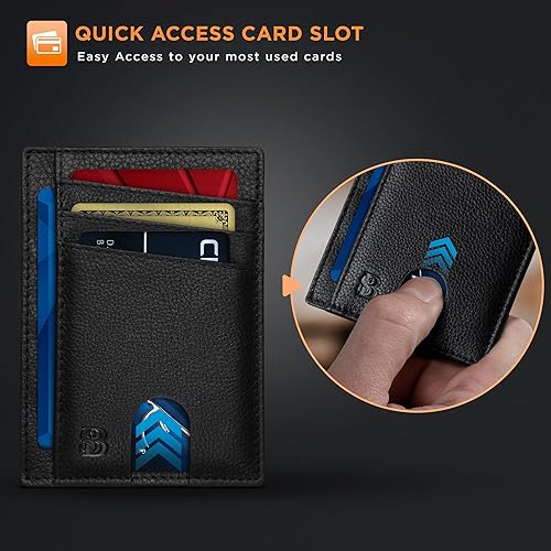Miniatura 5 de SERMAN BRANDS RFID Blocking Slim Minimalist Mens Front Pocket Wallet. Thin Card Holder. Full Grain Leather Wallets for Men