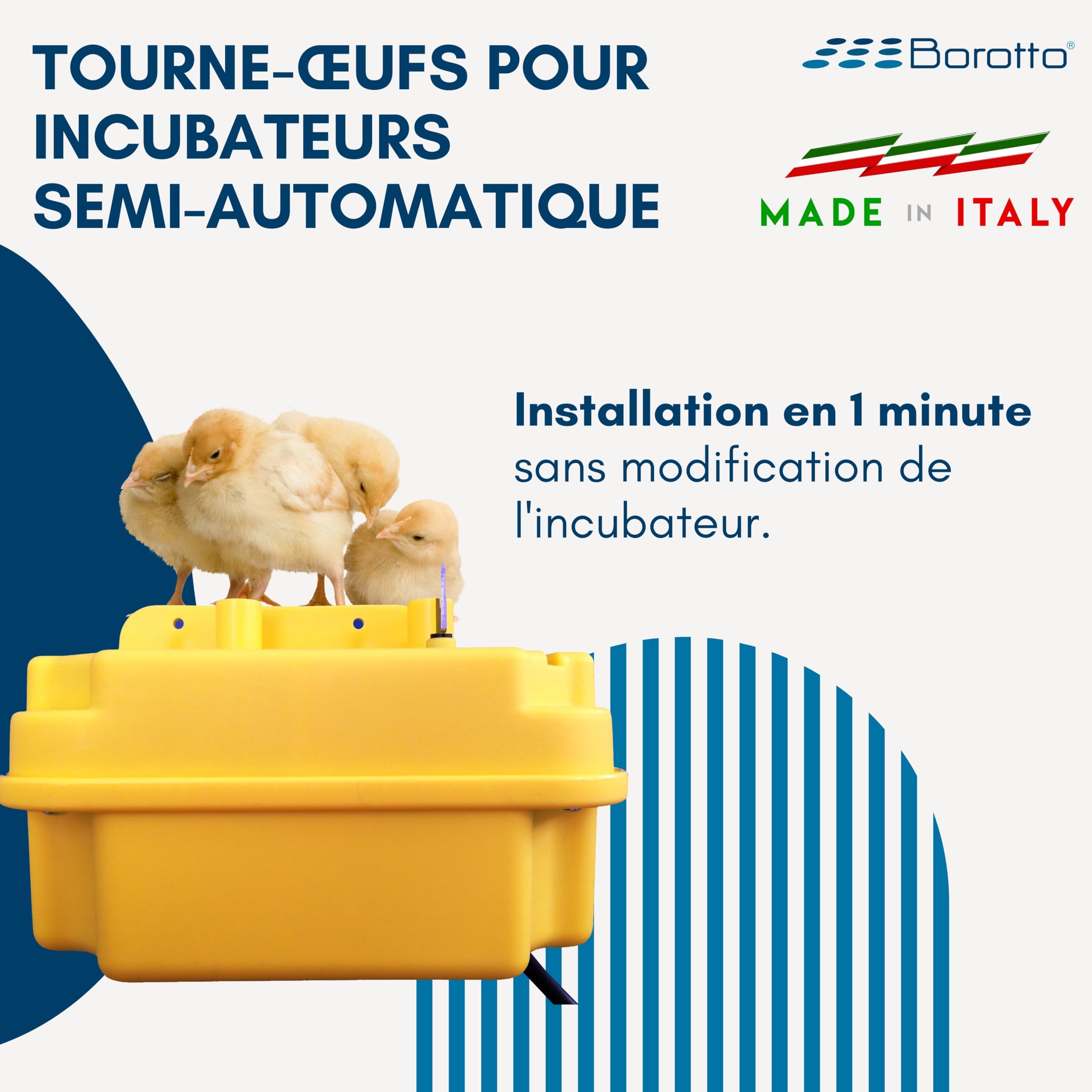 Borotto Tourne-Oeuf Real | Dispositif Breveté pour l'Inclinaison Automatique des Oeufs, Compatible avec l'Incubateur Borotto Real, Installation Facile et Rapide | Made in Italy
