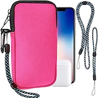 Vista 8 de Pwsap Calcetín para teléfono, bolsa de neopreno universal resistente a golpes e impactos con mosquetón y correa de cordón, funda para senderismo