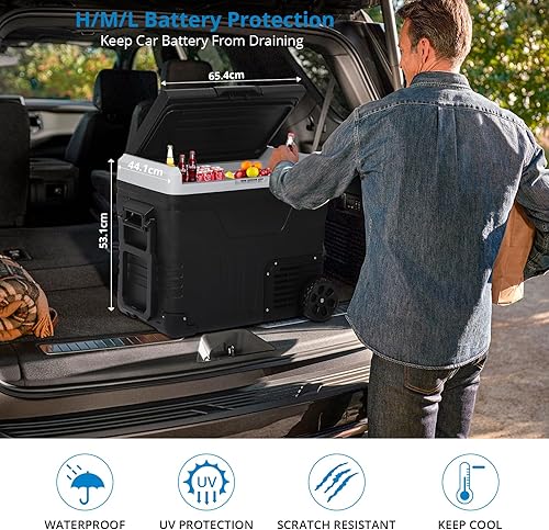 Miniatura 3 de Refrigerador de coche de 12 voltios, 53 cuartos de galón, congelador portátil, enfriador eléctrico, refrigerador para automóvil -4℉-68℉, enfriador