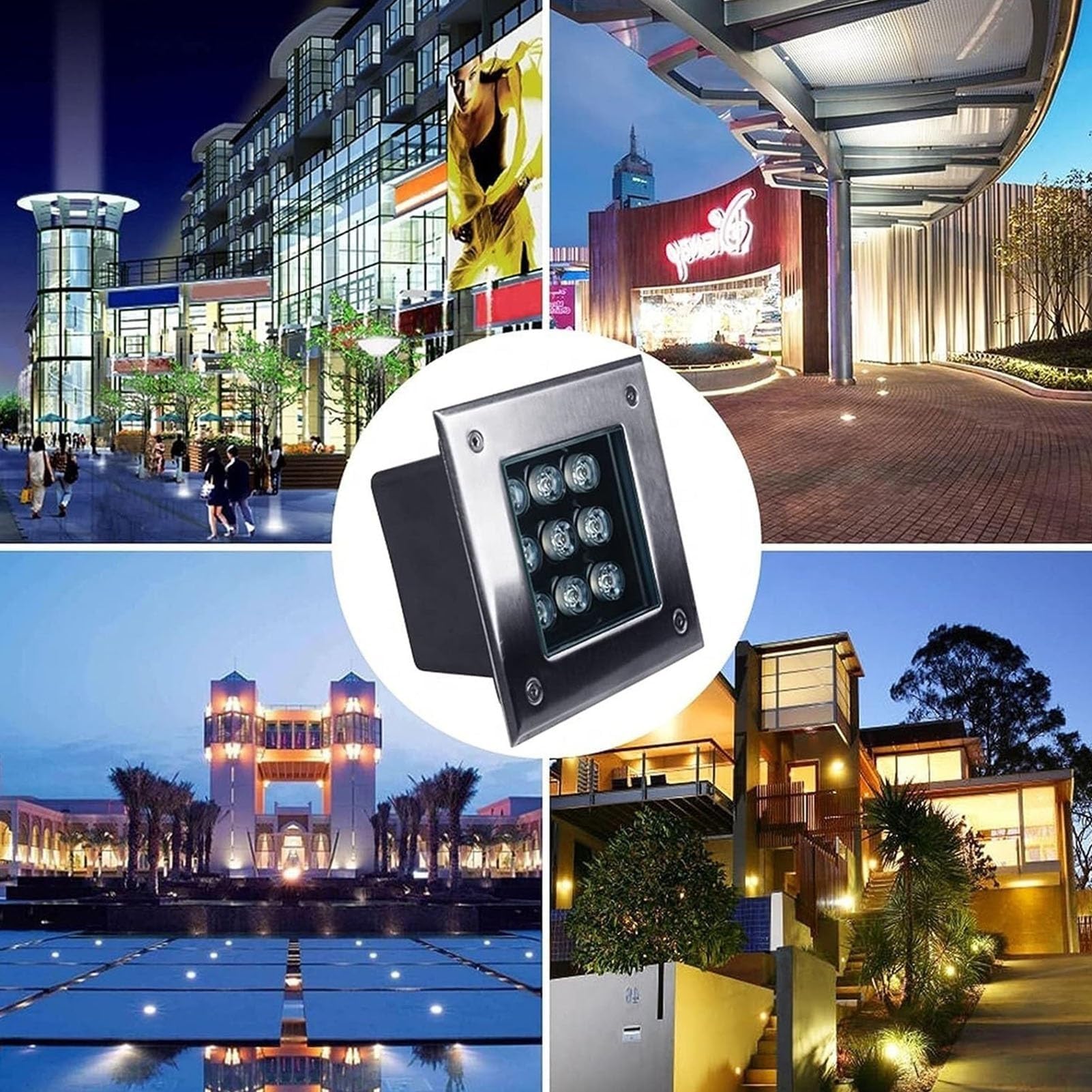 Lampada da Giardino a LED, luci da Esterno interrate RGB 12W - Lampada da Giardino a LED Impermeabile IP68, Mini faretto da Incasso 12V per Illuminazione Subacquea di laghetti e Giardini, an