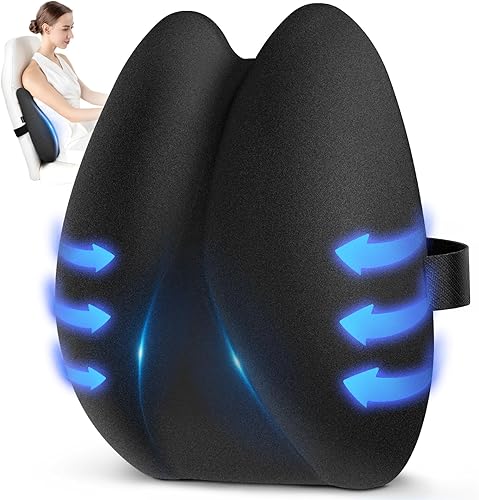 Almohada de apoyo lumbar para silla de oficina, almohada lumbar ergonómica para soporte de espalda 5X y postura mejorada de manera efectiva, cojín
