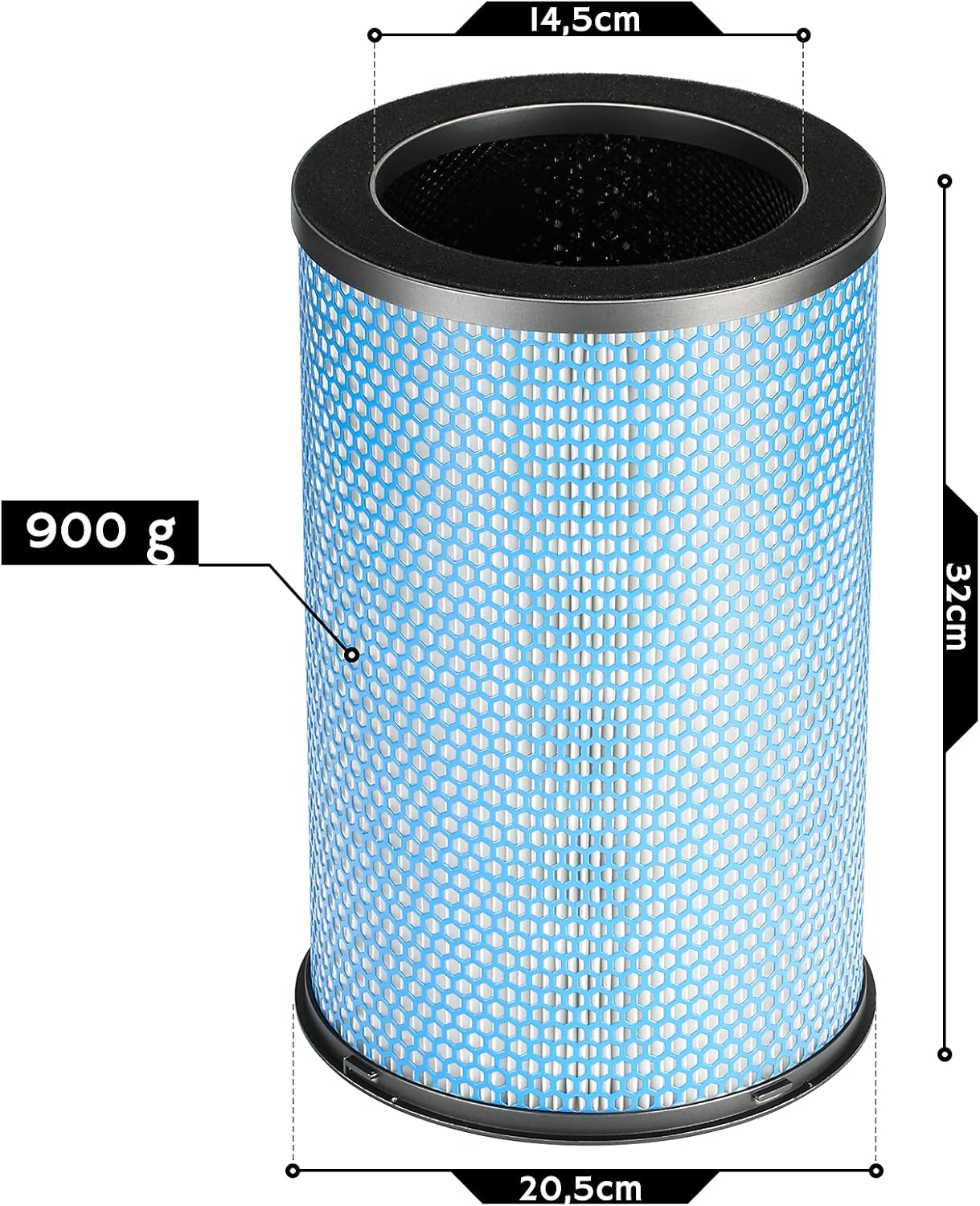 Dimensions of the Airthereal H13 HEPA replacement filter.
