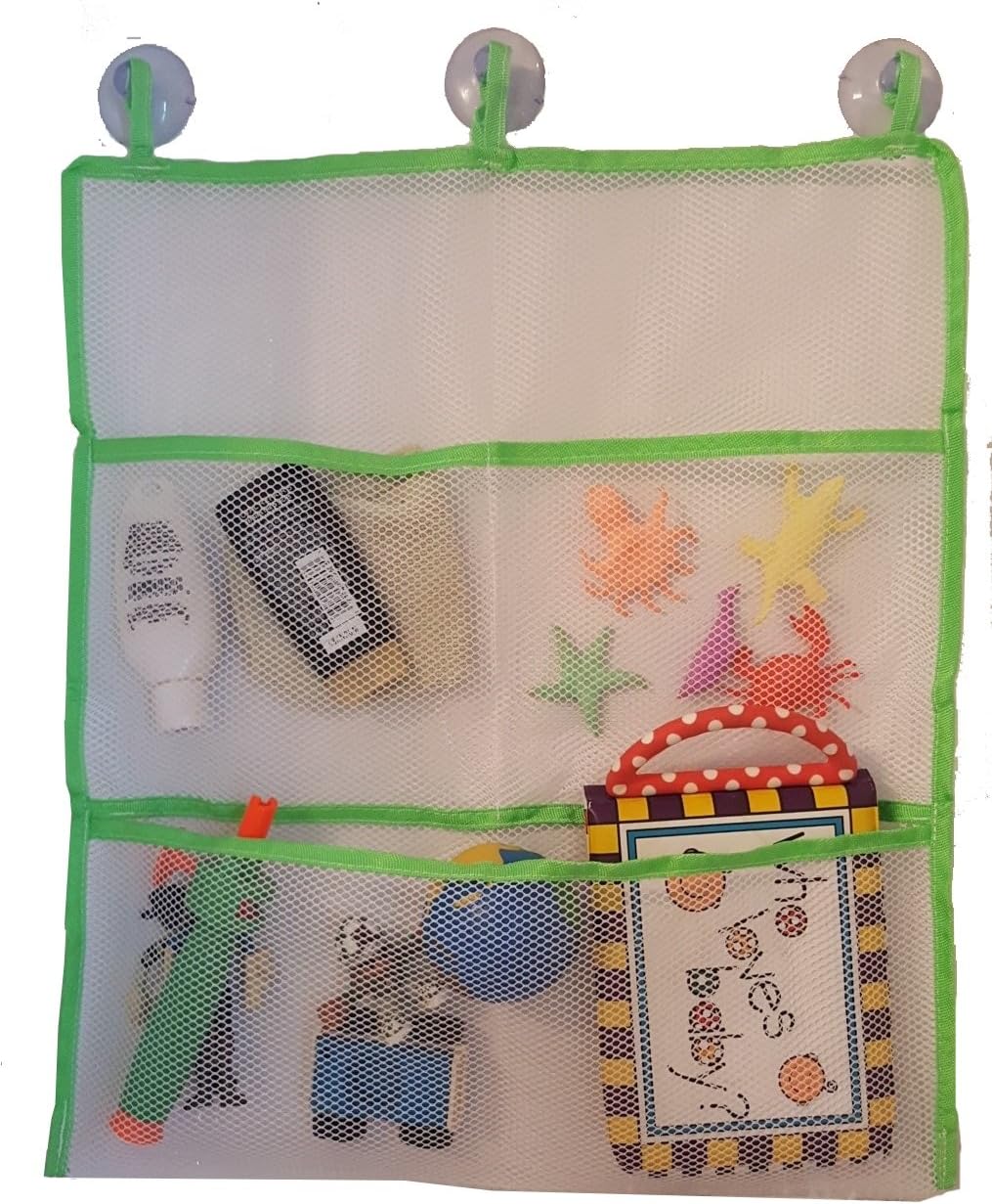 Bath Toy Organizer Has 3 Sewn In Suction Cups, Extra Strong Hold PLUS 5 Sea Animals That Grow In Water