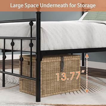 Weehom Full Size Bed Frame with Headboard and Footboard Metal Platform Bed Frame Under Bed Storage Modern Design for Boys Girls Adults, Black