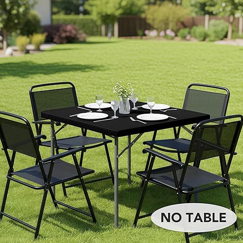 Miniatura 2 de LUSHVIDA Mantel de vinilo para tarjetas con reverso de franela de 24 x 24 pulgadas, mantel de plástico impermeable para mesa plegable cuadrada