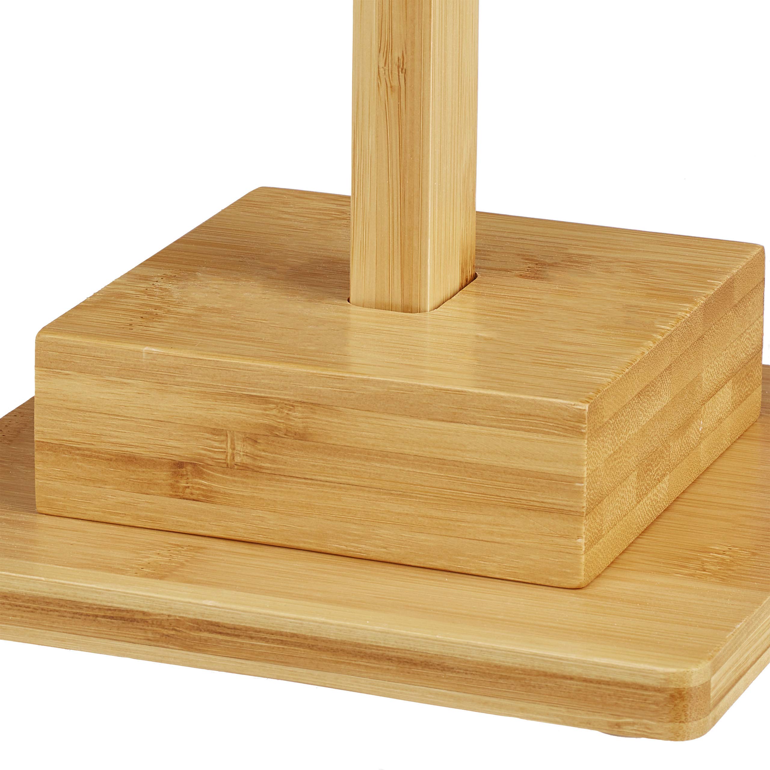 Relaxdays Piantana Portarotoli in Bambù, HxLxP: 71,5x23,5x19 cm, Supporto Autoportante per 5 Rotoli di Scorta, Naturale