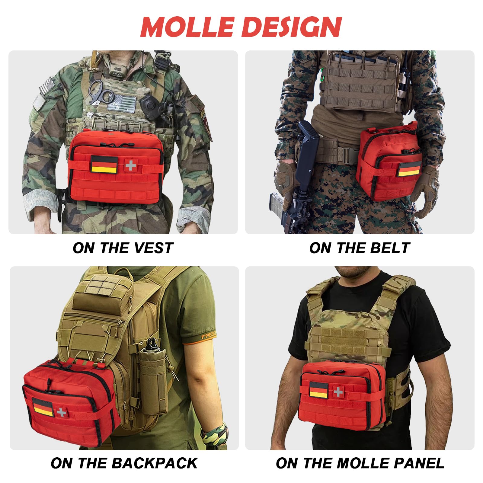 Jueachy Reiseapotheke, Groß Kapazität Medikamententasche Leer Erste Hilfe Tasche Taktische Molle Tasche First Aid Kit Notfalltasche Medikamenten Aufbewahrung für Outdoor Camping Reisen Motorrad