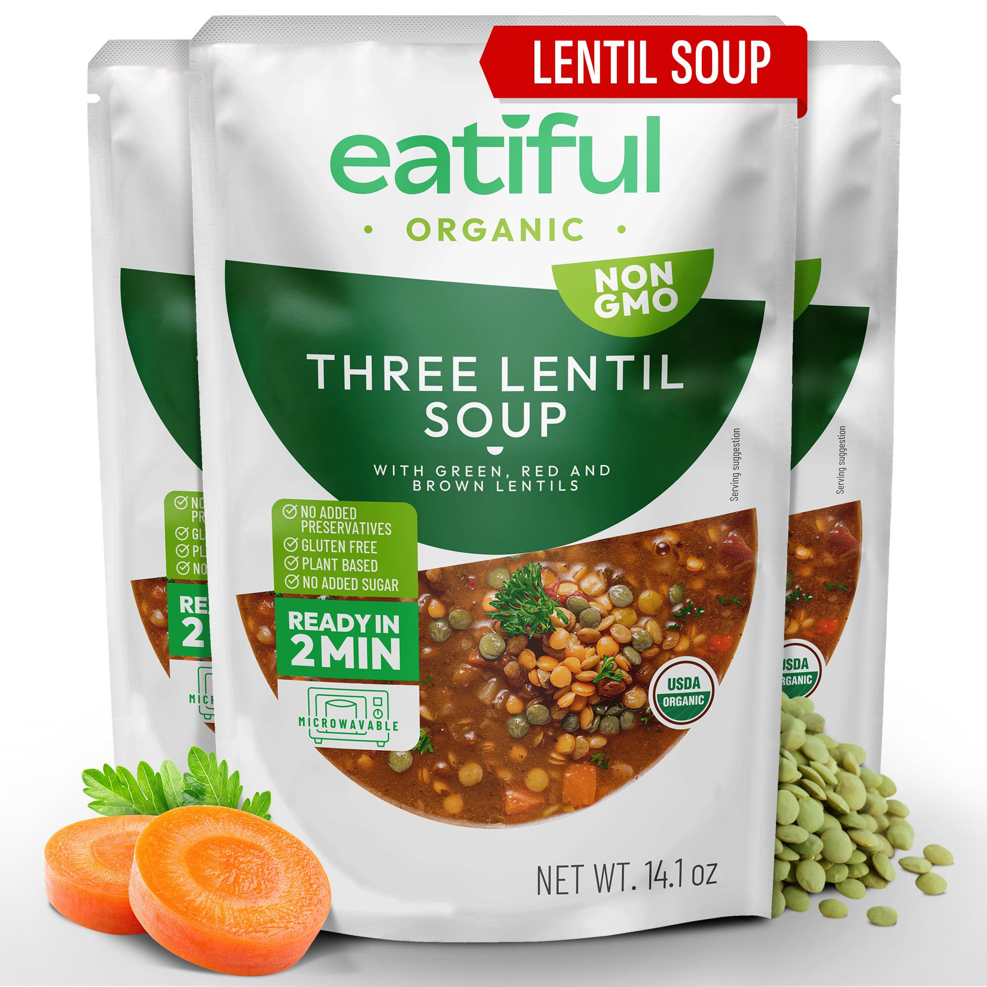 Amazon.com : EATIFUL Lentil Soup, Made With Organic Vegetables 