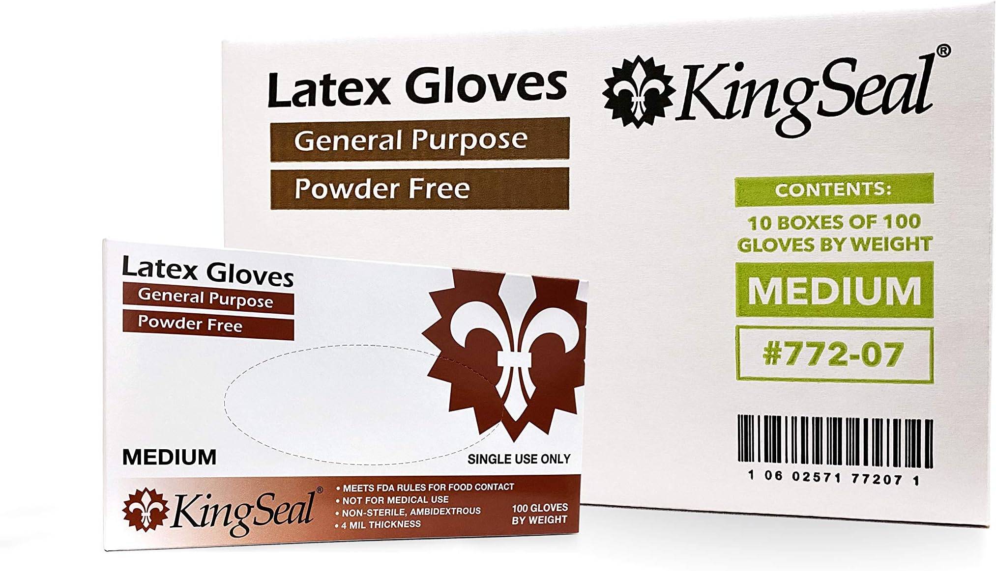 SAFEGUARD Latex Powder Free Gloves, Small, 100 Count (Pack
