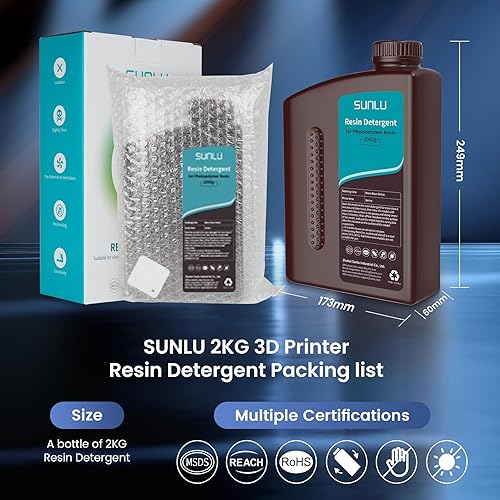Miniatura 8 de SUNLU Detergente de resina para impresora 3D, limpiador de resina 3D suave con las manos, resina impresa en 3D de bajo olor y no tóxica, limpiador