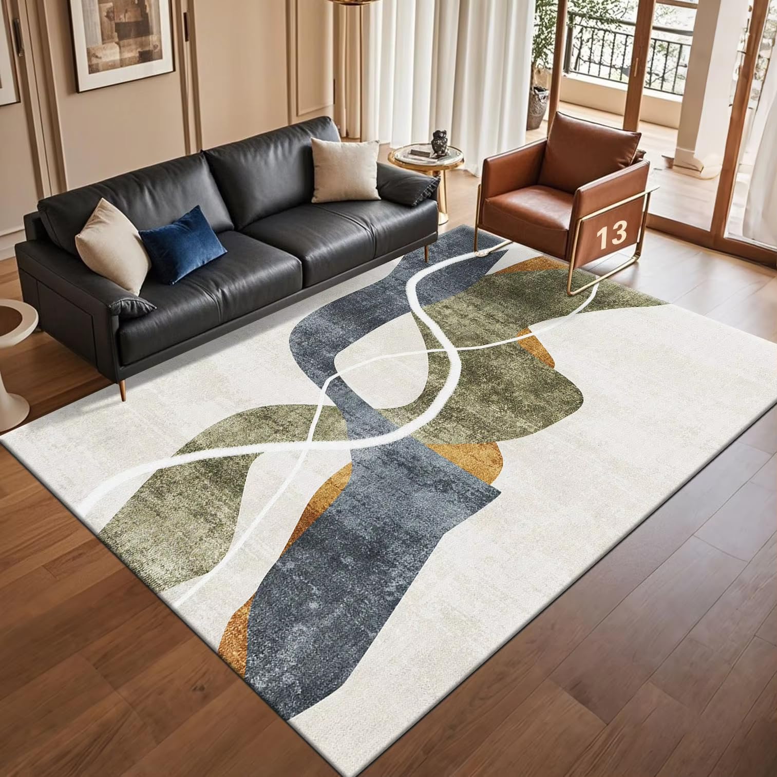 Tapis moderne abstrait 100x150 cm lavable et antidérapant pour salon