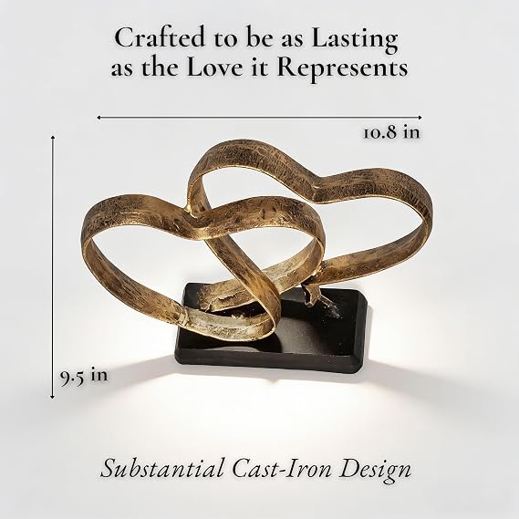 Wedding Anniversary Couples Gift - Iron Sculpture Bundle - Any Anniversary | Iron Hearts Stemming from a Cross Symbolizing Lasting Love, Includes Gift Box and Poem Card, Suits any Wedding Anniversary