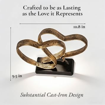 Wedding Anniversary Couples Gift - Iron Sculpture Bundle - Any Anniversary | Iron Hearts Stemming from a Cross Symbolizing Lasting Love, Includes Gift Box and Poem Card, Suits any Wedding Anniversary