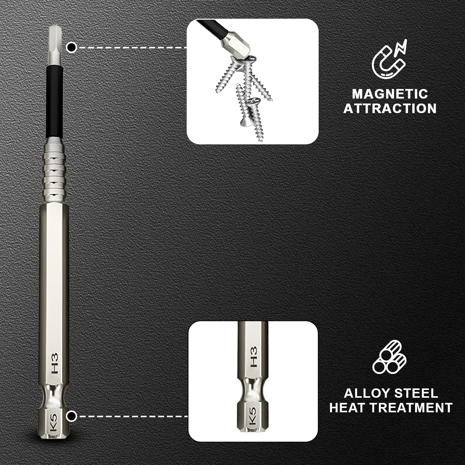 K5 Allen Wrench Drill Bit Set,2025 High Magnetic Screwdriver Drill Bit Set Allen Wrench Screwdriver Set,Suitable for Home Repair,Long Allen Socket Set Workshop Work, Car Work Portable