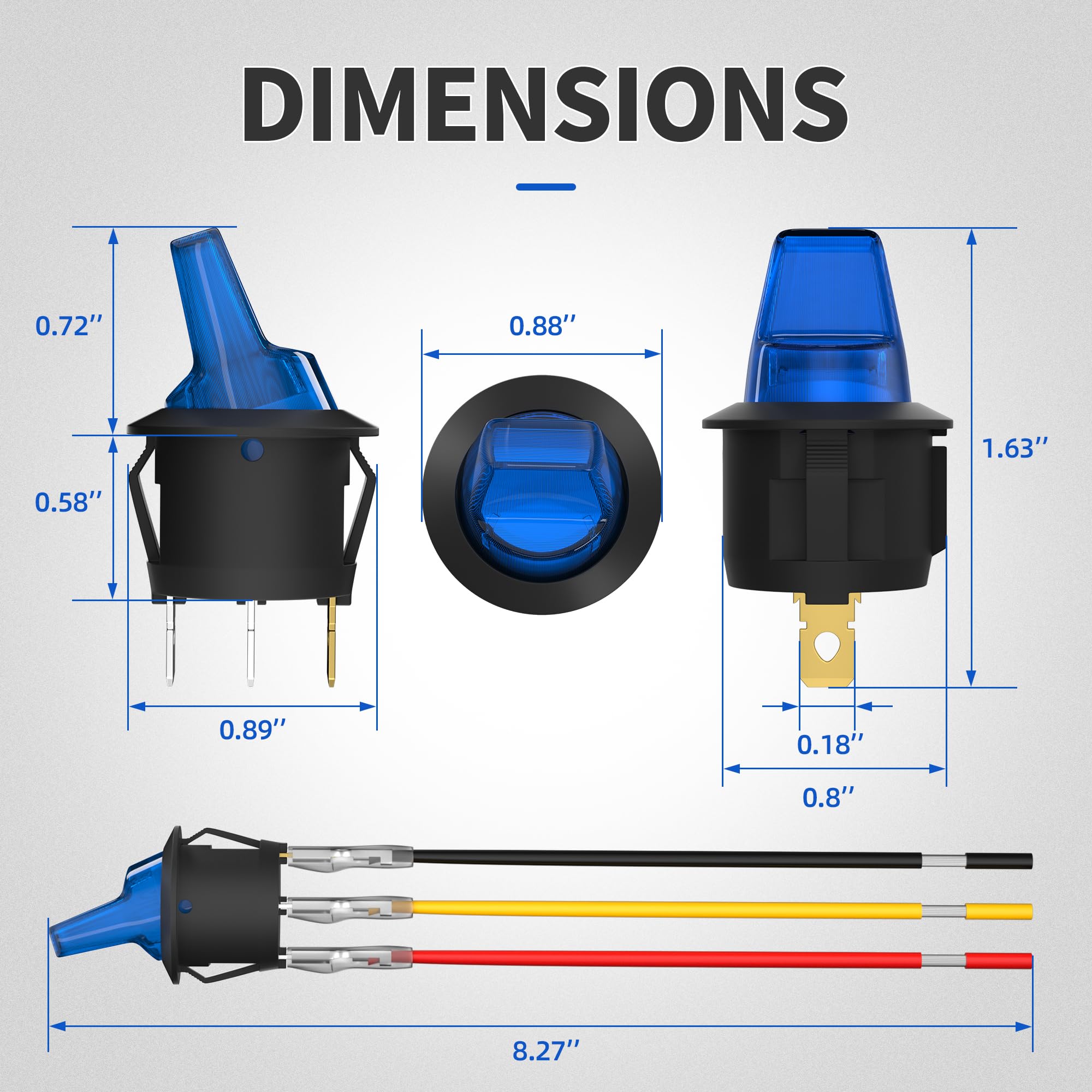 Blue LED Switch DaierTek Waterproof Rocker Switches - 5 Pack Blue LED ...