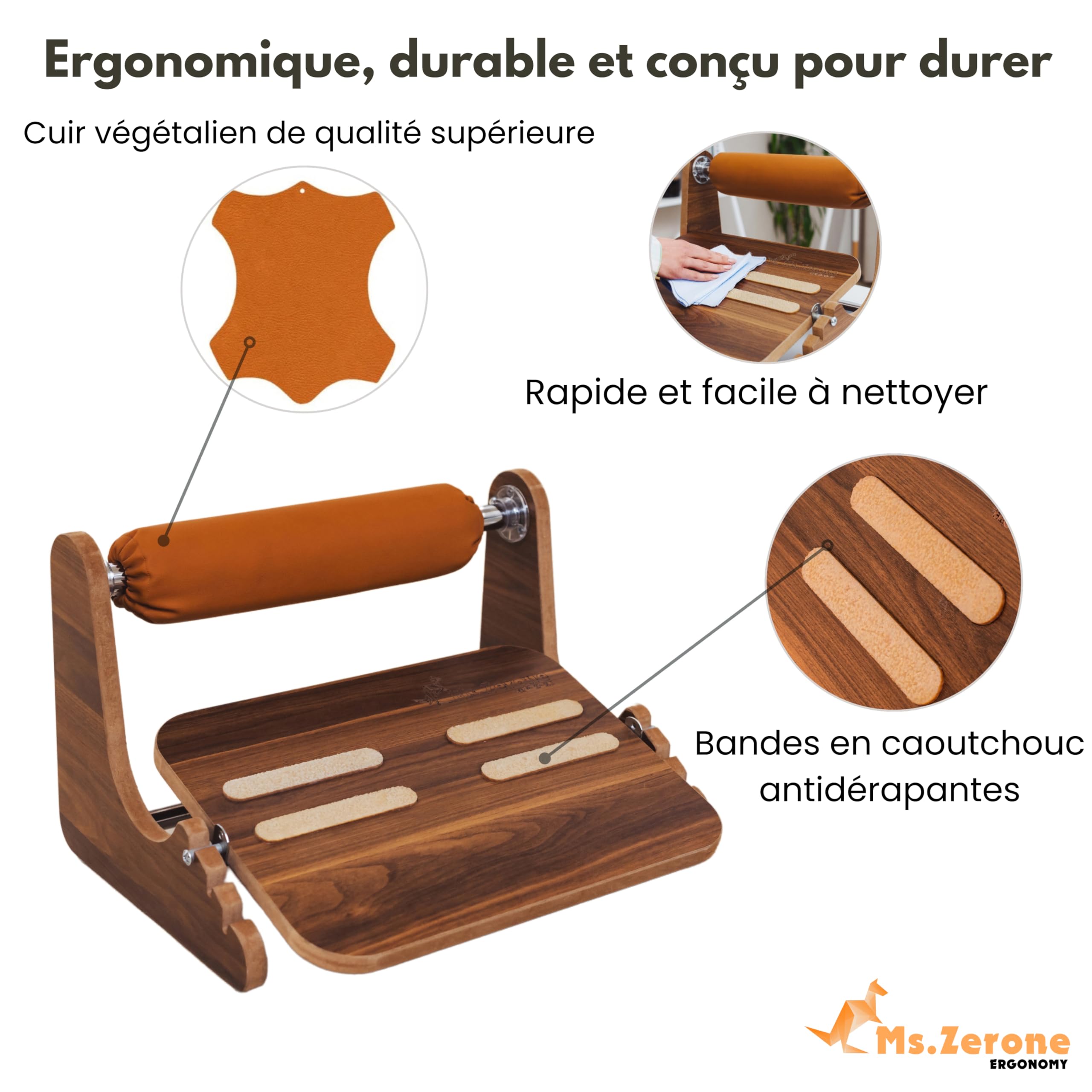 Poggiapiedi da scrivania con poggiapiedi, poggiapiedi regolabile in altezza antiscivolo ed ergonomico in materiale ecologico