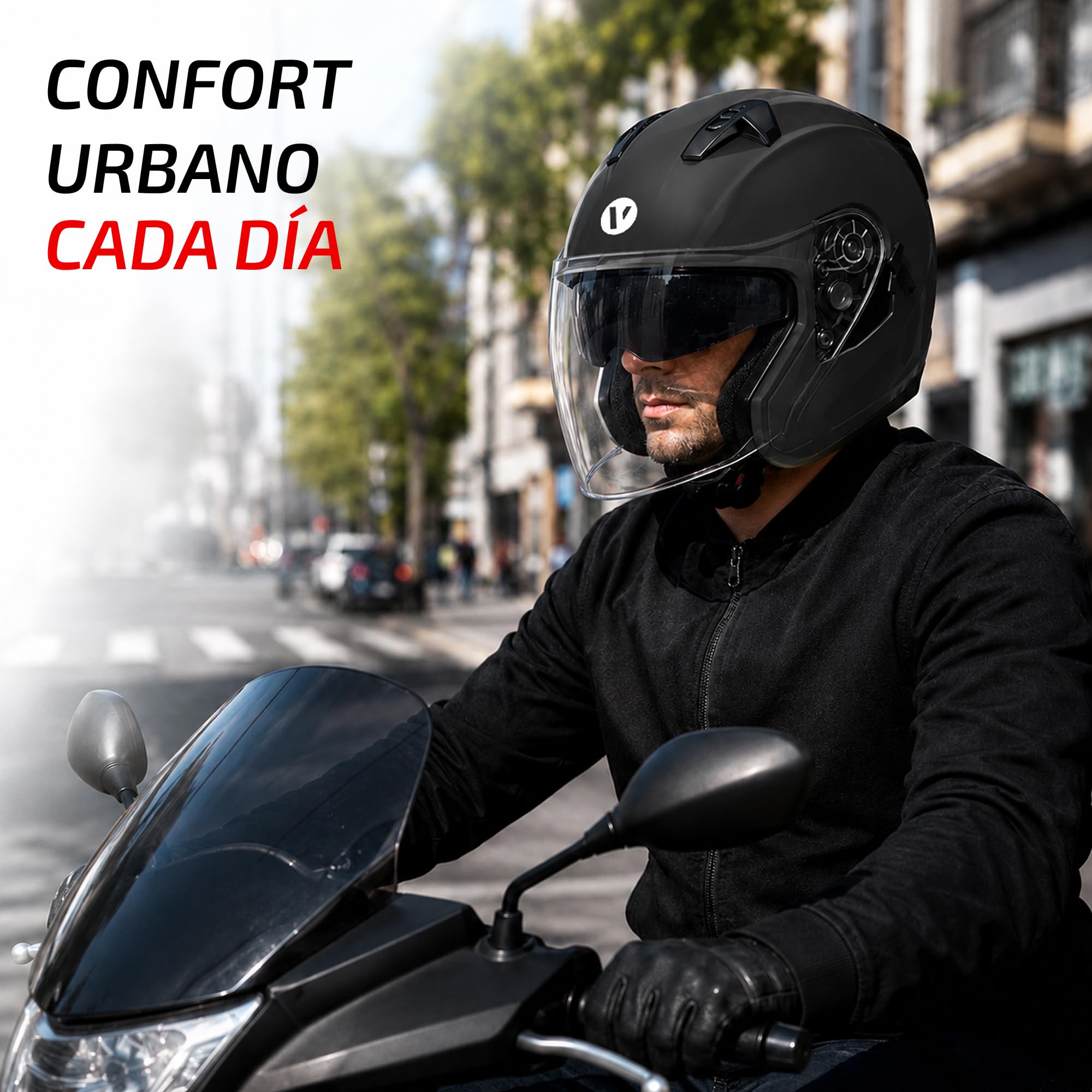 Casco Moto Jet Visera Parasol – Homologación ECE 2206 | Antirayaos Cierre Micrométrico